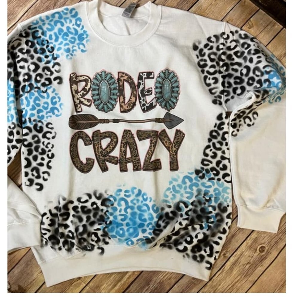 Rodeo Crazy Spray Painted Leopard Print Graphic Sweatshirt